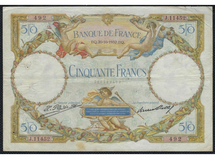 FRANCE 50 FRANCS L.O. MERSON 20-10-1932 J.11452 TTB