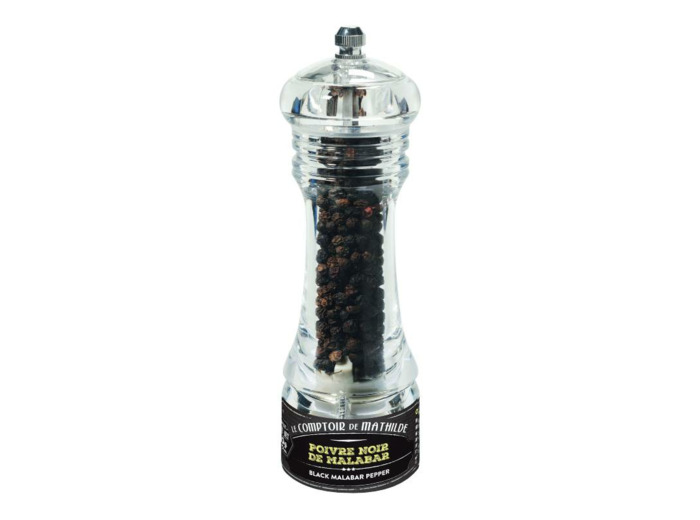 Poivre Noir Côte de Malabar d'Inde - Mini Moulin - 20G