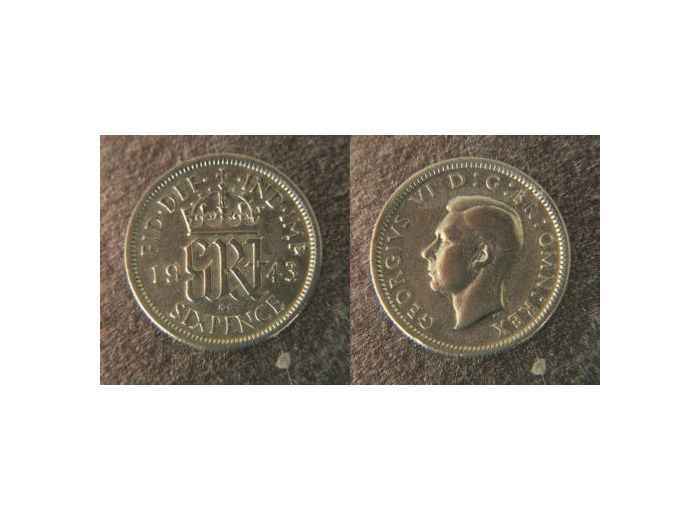 GRANDE BRETAGNE 6 PENCE 1943 TTB+