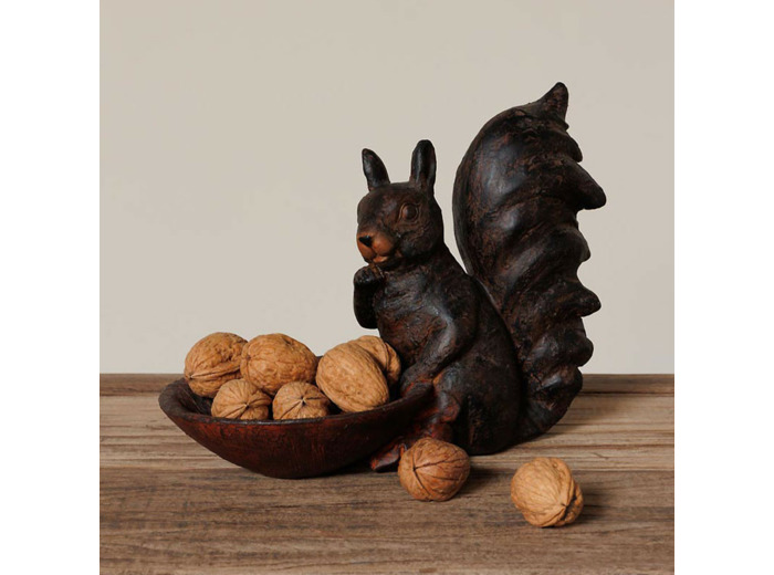 Vide Poche Ecureuil Assis Marron résine 14x19x25cm