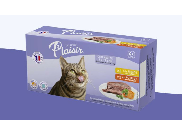 Les repas plaisir, Pack Viande pour chat stérilisé - 4 x 100g