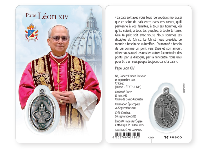 Carte-prière avec insertion PAPE LEON XIV