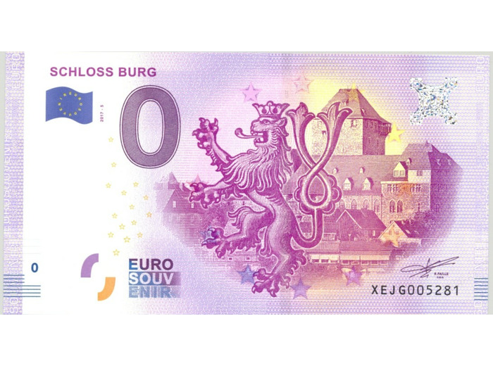 ALLEMAGNE 2017-5 SCHLOSS BURG BILLET SOUVENIR 0 EURO TOURISTIQUE NEUF