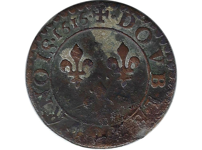 LOUIS XIII (1610-1643) DOUBLE TOURNOIS 1616 X (Amiens) B+ R3
