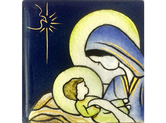 Vierge aux langes bleu 6,2X6,2cm - EMAUX DU LIBAN