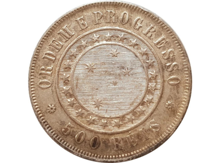 BRESIL 500 REIS 1889 TTB (W494)