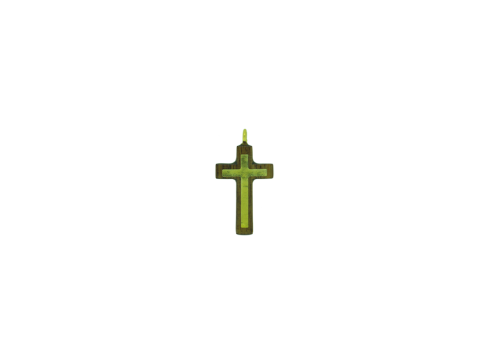 Croix en Bois d'Erable Vernis 3,8cm avec Cordon - 2 TONS