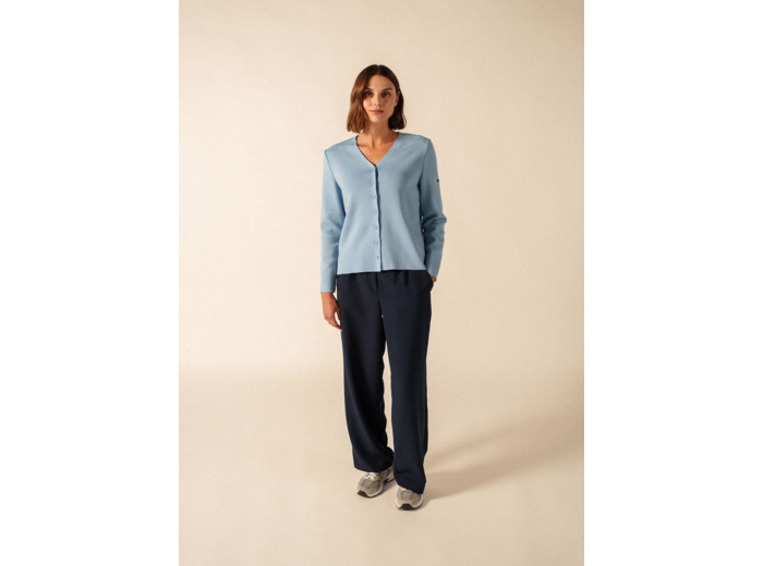Gilet col V Brévands boutonné en maille de laine fine