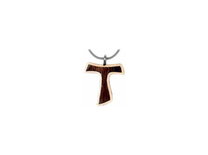 Croix en Bois d'Erable 2,5cm Vernis avec Cordon - TAU 2 TONS