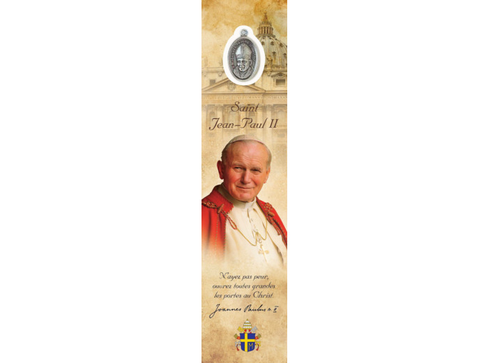 Signet plastifié avec médaille- SAINT JEAN-PAUL II