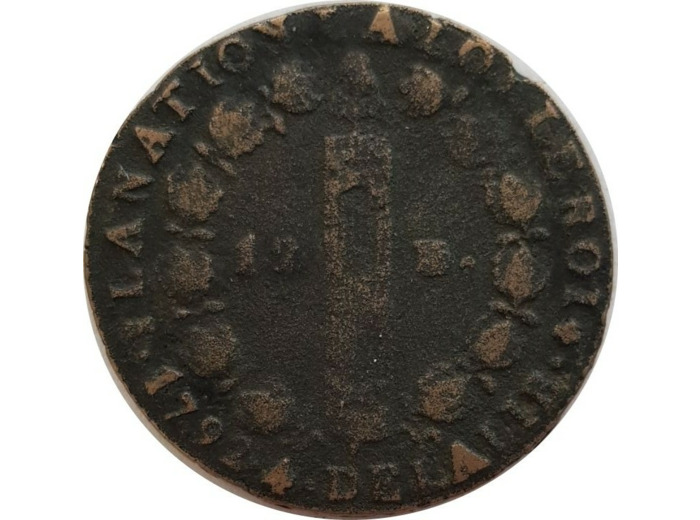 FRANCE 12 DENIERS FRANÇOIS 1792 an 4 I (Limoges) TB 10gr80