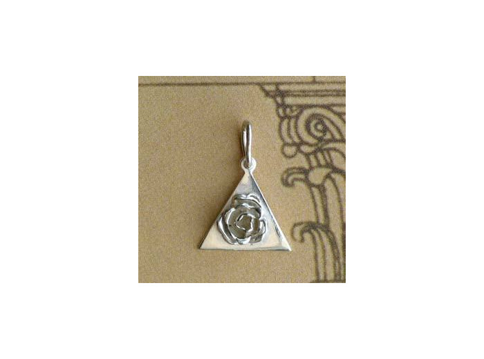 Pendentif Triangle plein et Rose en argent