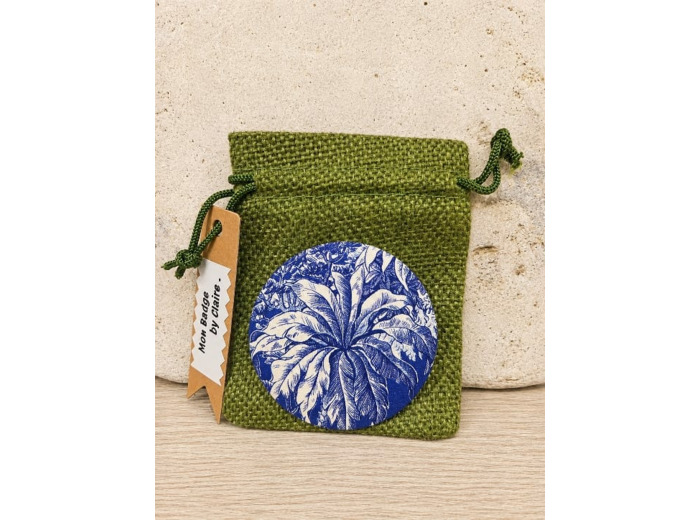 Badge Toile de Jouy feuillage tropical-Création française