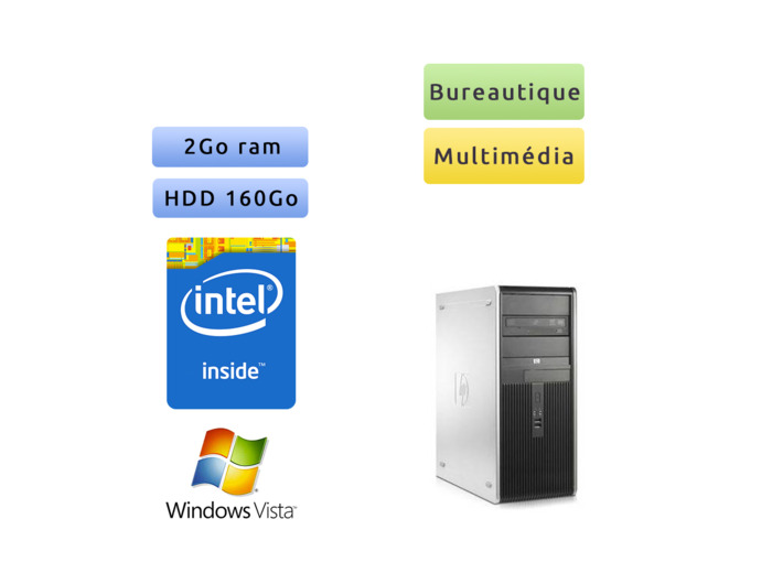 HP Compaq DC7900 - Windows Vista - C2D 2GB 160GB - Ordinateur Tour