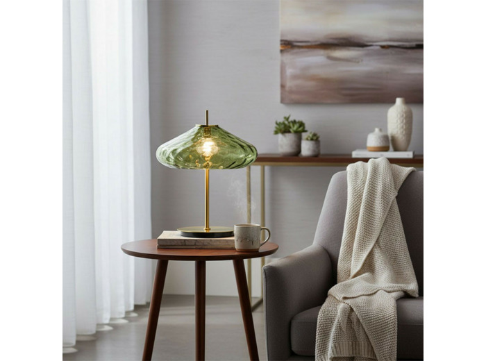 Lampe à Poser Led Cyrus Verte verre Métal 40x40x53cm