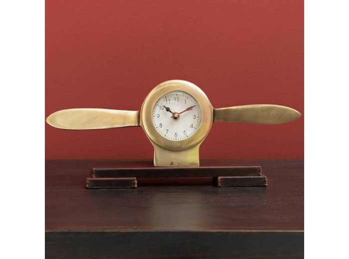 Horloge hélice sur base cuir 10x6x31cm