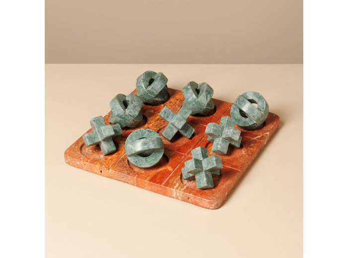 Jeux Morpion Oxo Marbre Travertin 23x23x6cm