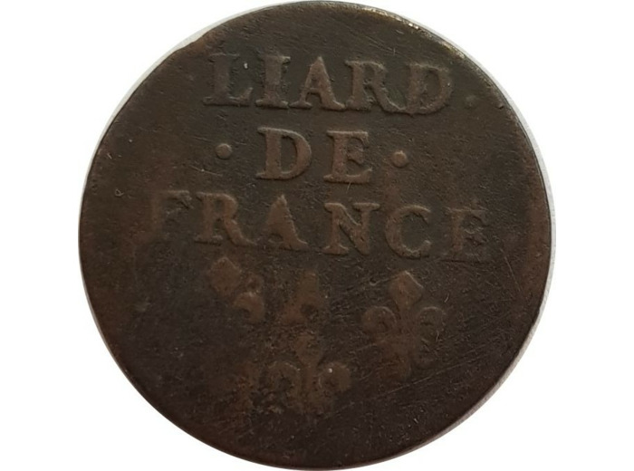 LOUIS XIV (1643-1715) LIARD DE FRANCE 1655 A (Corbeil) B+