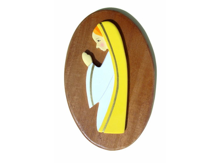 Ste Marie jaune, socle bois 18x11cm