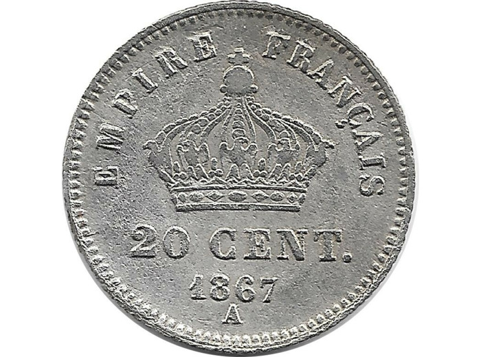 FRANCE 20 CENTIMES NAPOLEON III 1867 A TTB