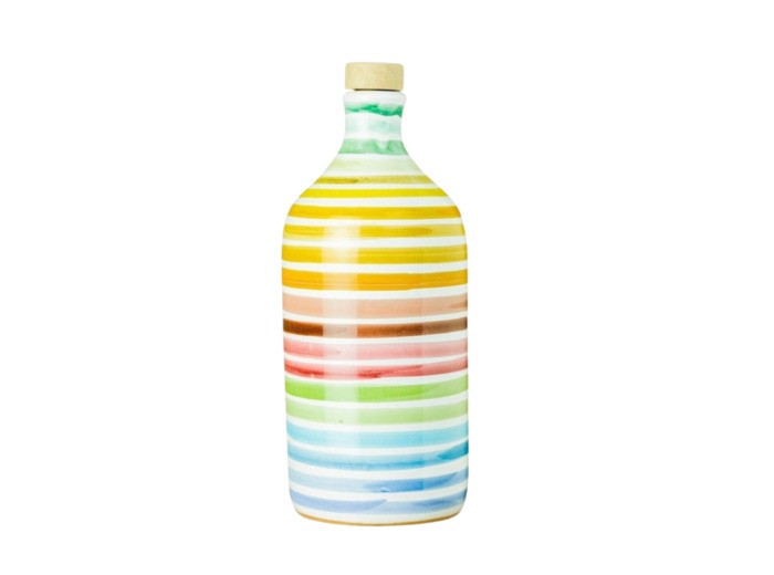 Huile d'olive flacon céramique arc-en-ciel 50cl