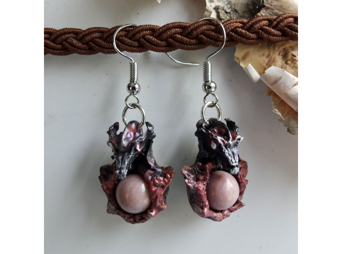 Boucles d'oreilles "Dragon" pierre naturelle Agate du Botswana