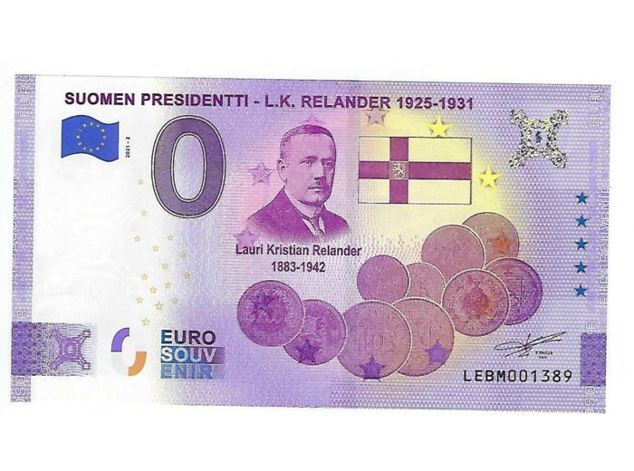FINLANDE 2021-2 PRESIDENTTI L-K RELANDER 1925-1931 BILLET SOUVENIR 0 EURO