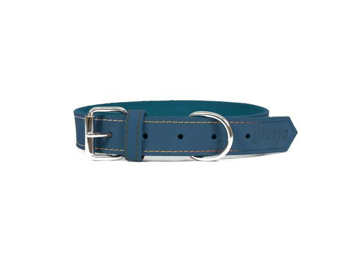 Collier en NUBUCK, bleu pour chiens - 35 cm x 12 mm
