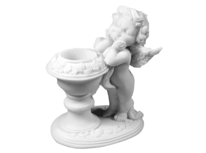 Statue en albâtre 10cm - ANGE ET VASQUE- Blanc