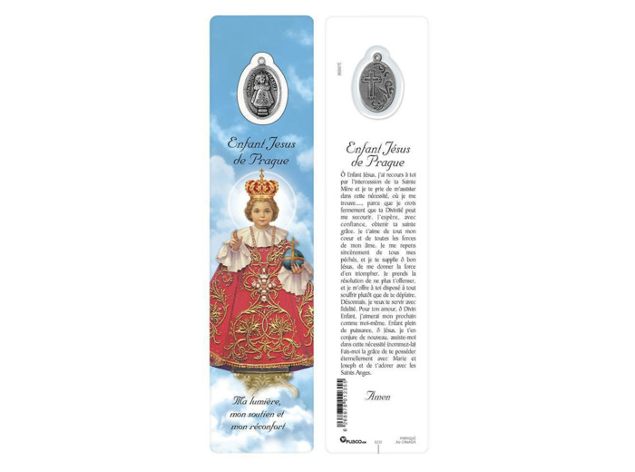 Signet plastifié avec médaille JESUS DE PRAGUE
