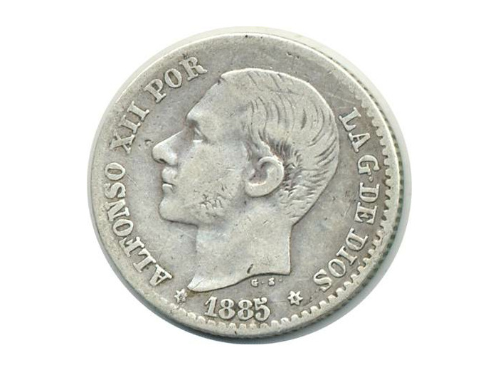 ESPAGNE 50 CENTIMOS 1885 MSM ALFONSO XII TB+ (W685)