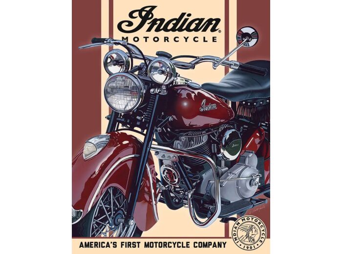 Plaque métal - Indian Motorcycle - 30 x 40cm.