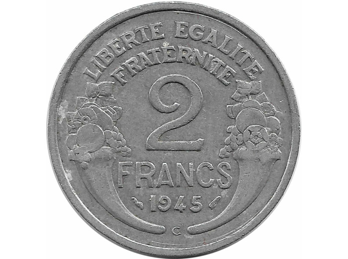FRANCE 2 FRANCS MORLON ALUMINIUM 1945 C TTB-