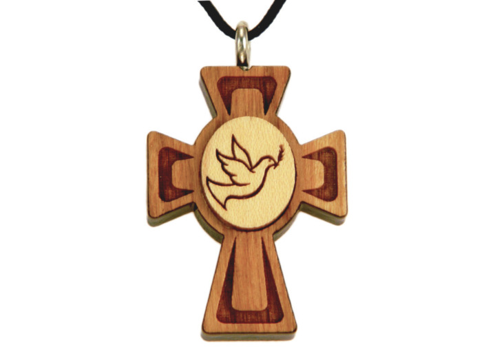 Croix en Bois d'Erable Vernis 3,5cm avec Cordon - COLOMBE