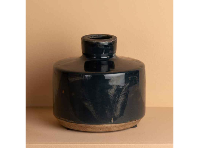 Vase bouteille large bleu marine 13x13cm