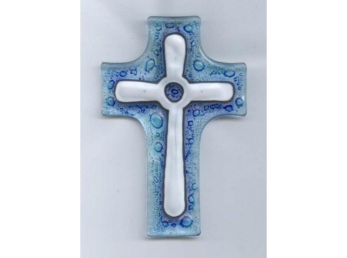 Croix en verre 8x12cm- CROIX BLANCHE