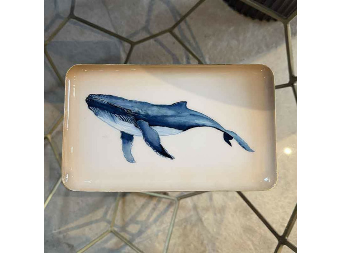 Plateau baleine bleu 26x15cm