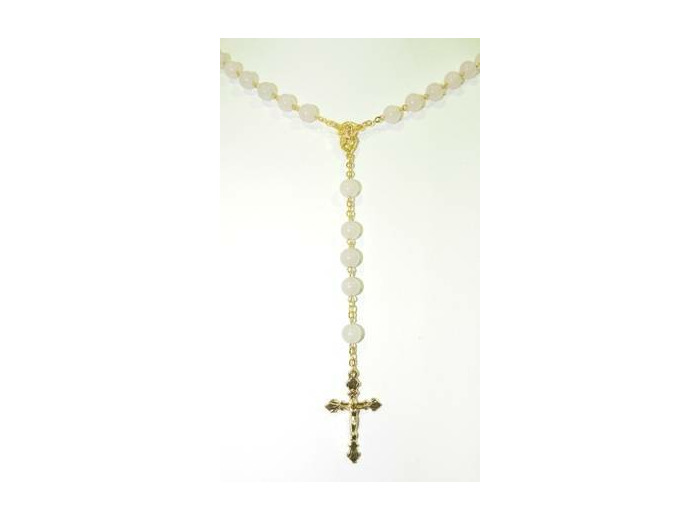 Chapelet pierre véritable 8mm chaine dorée- QUARTZ ROSE + boite