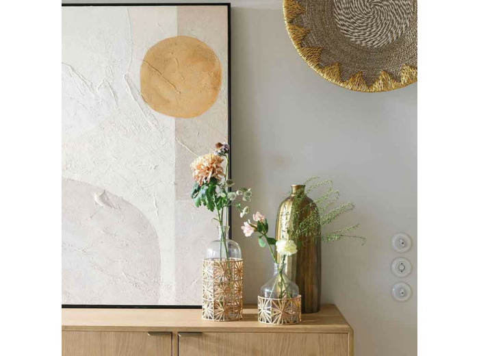 Vase bonbonne verre raphia 14x21cm