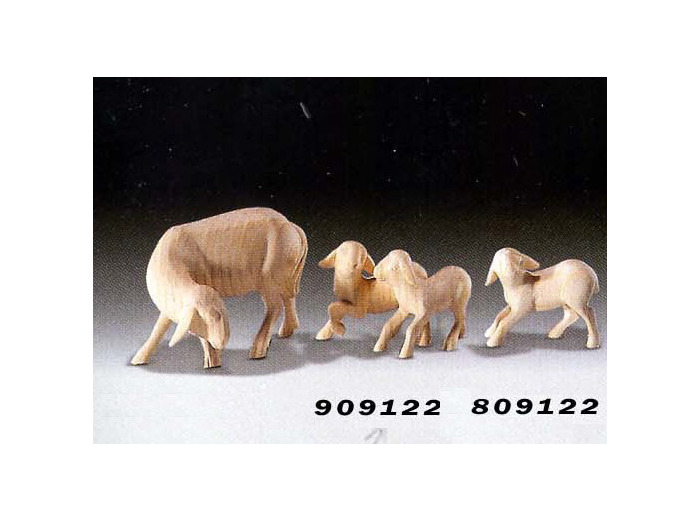 Agneaux groupe - 9 cm - bois clair