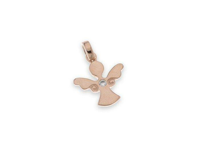 Ange moderne 1,4cm en Argent 925 plaqué-or- strass central