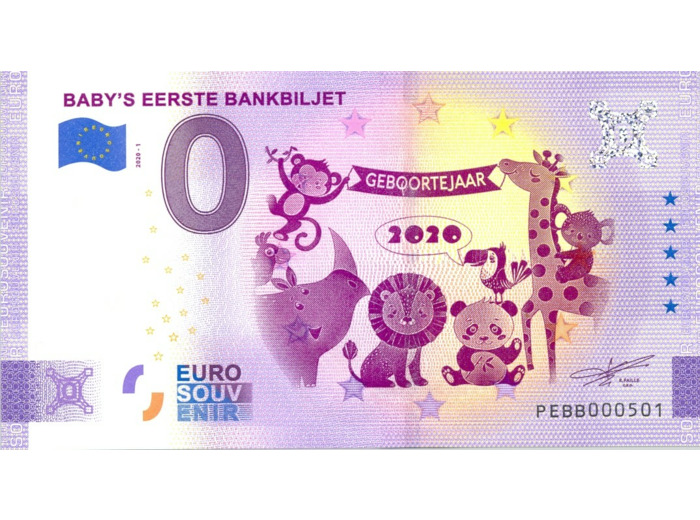 PAYS BAS 2020-1 BABY S EERSTE BANKBILJET BILLET SOUVENIR 0 EURO TOURISTIQUE NEUF