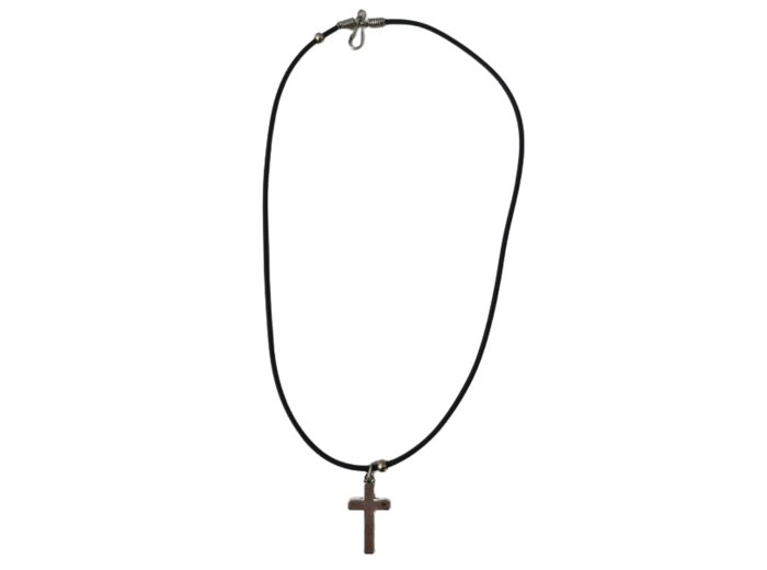 Collier Cordon + Croix en Métal 17X35