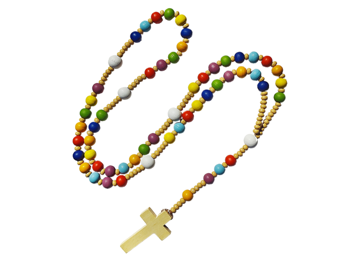 Chapelet bois multicolore - Perles 8/10mm - mini 6 pièces