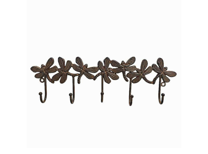 Patère libellules marron fonte 37x4x12cm