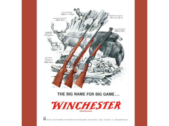 Plaque métal - Winchester, The Big Name For Big Game - 31,5x40