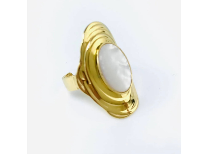 Bague Originale Or Nacre Blanche