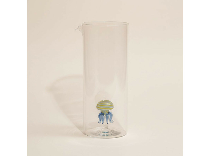 Pichet Poulpe Ocean Jaune Bleu Verre borosilicate 11x9x22cm