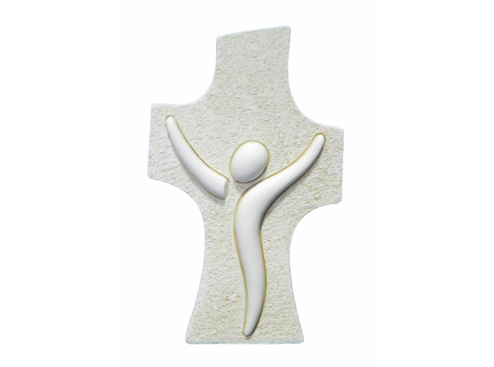 Croix résine à poser ivoire 9x5,5cm- CHRIST STYLISE
