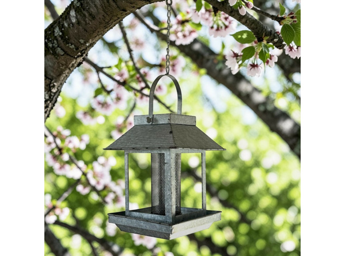 Mangeoire oiseaux Maison 20x20x55cm